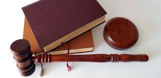 books and gavel on table