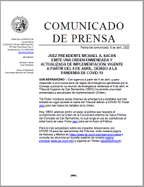 PJ Sachs Issues Amended and Updated Implementation Order Spanish