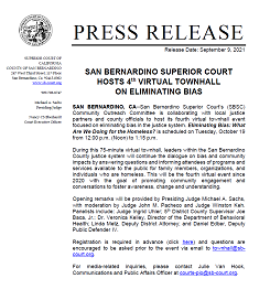 San Bernardino Superior Court Hosts Fourth Virtual Townhall on Eliminating Bias